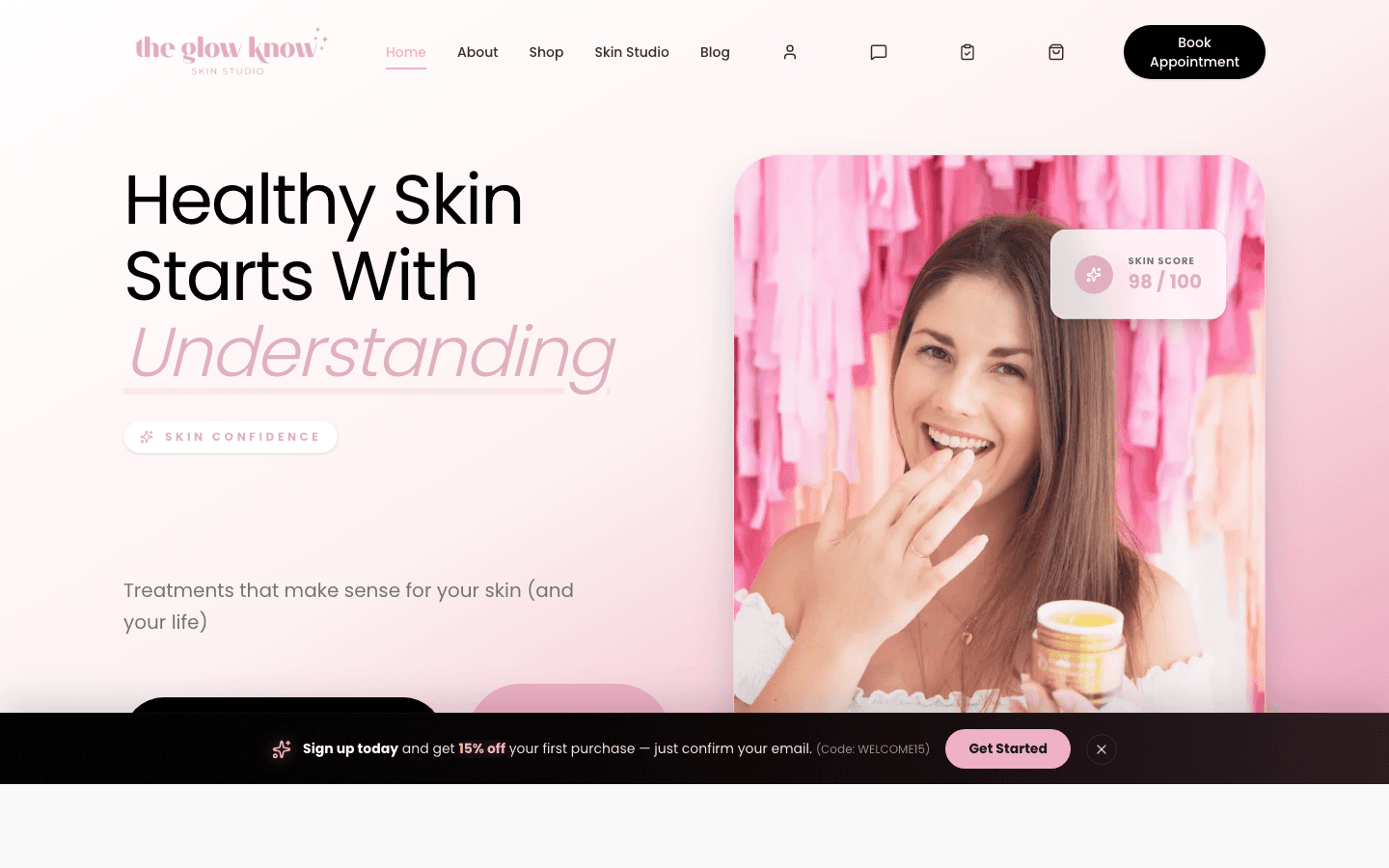 The Glow Know — homepage hero